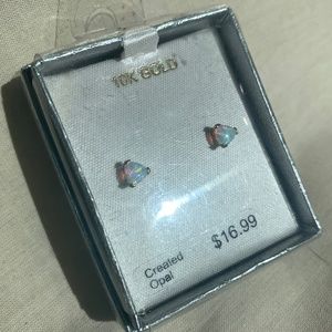 Created Opal 10K Gold Earrings NWT